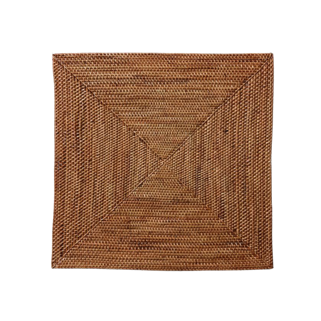 Handwoven Moroccan Square Rattan Placemat Outdoor Dinner