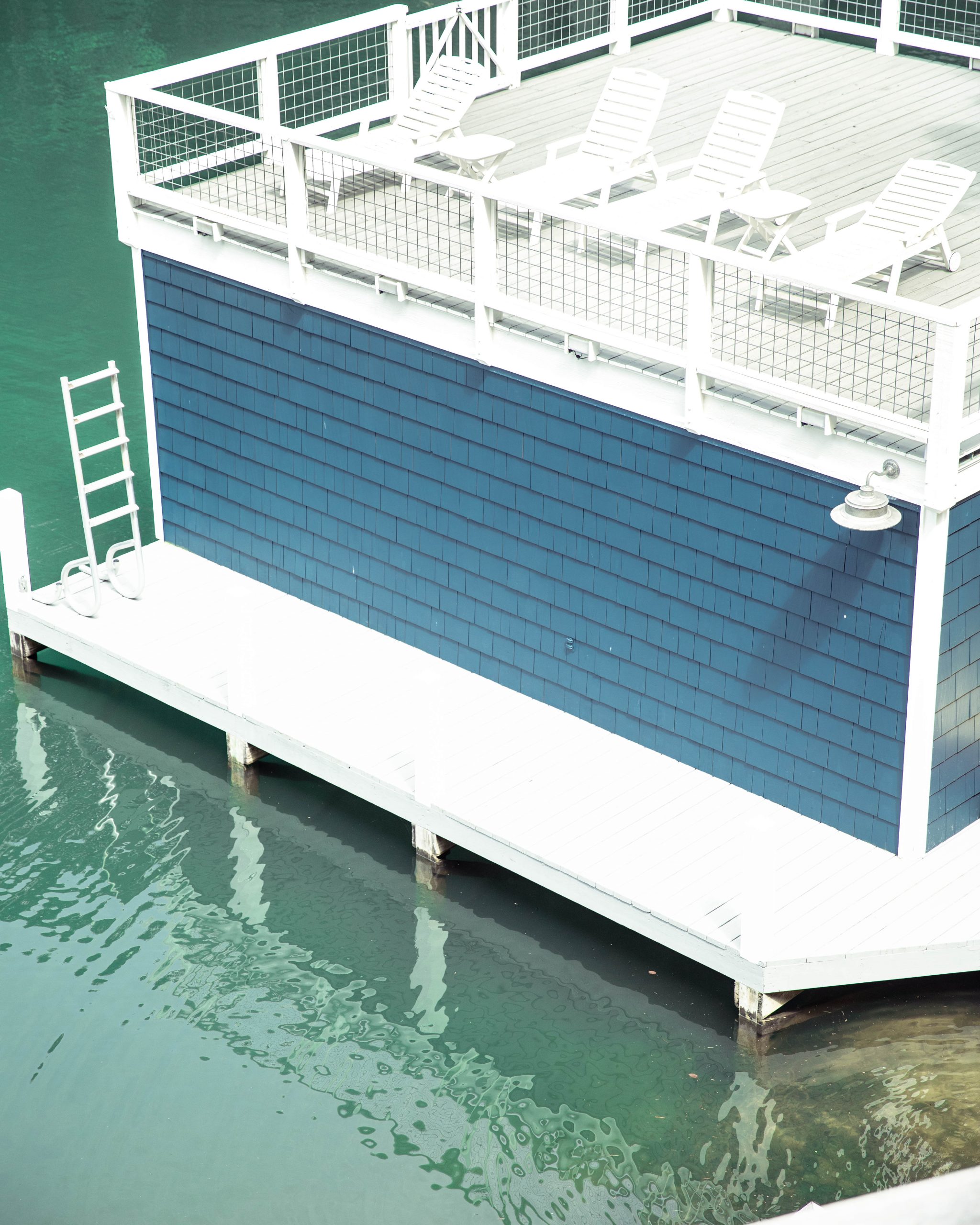 dock double deck on water blue and white